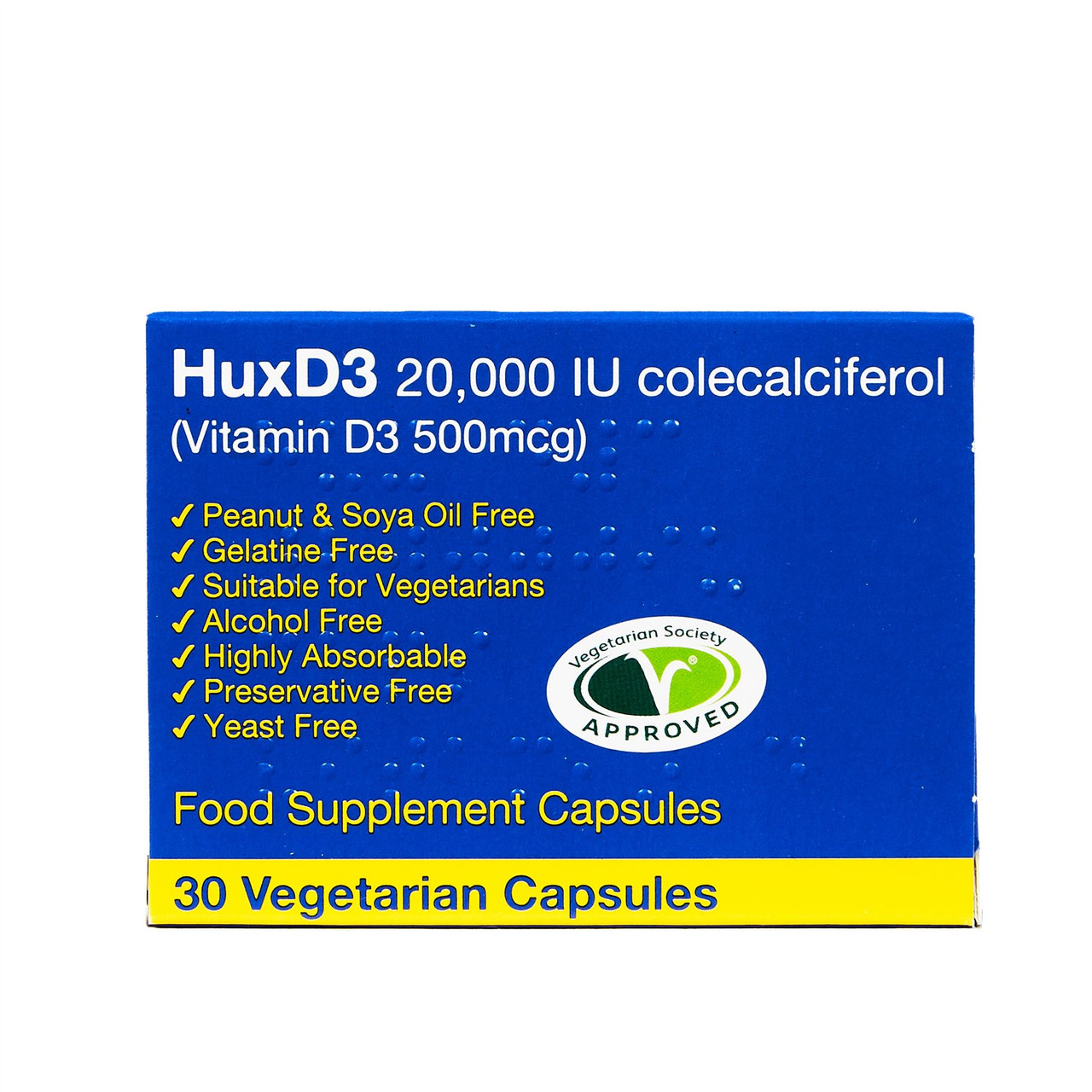 Huxley HuxD3 20,000iu Vitamin D3 Colecalciferol – 30 Veg Caps