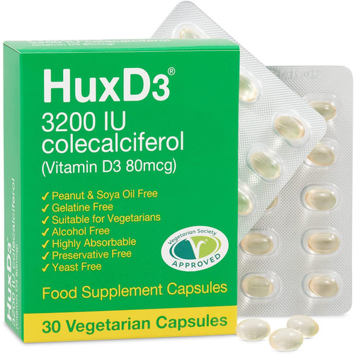 Huxley HuxD3 Vitamin D3 3,200iu – 30 Veg Caps