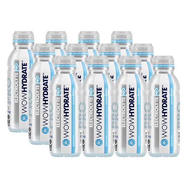 WOW Hydrate Electrolyte Blue Raspberry – 500ml (Pack of 12)